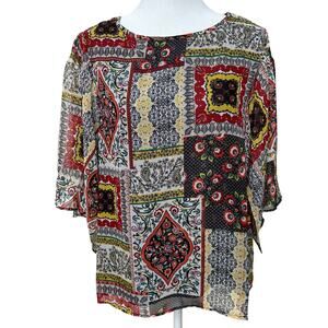 Tahari Women's Top - Size M - Woodland Patchwork Print